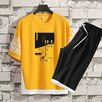 Vīriešu Gadījuma T-Kreklu Komplekts korejas Jauniešu Īsām Piedurknēm Vasaras Šorti Sporta Brīvs Ikdienas Valkāšanai Ventilācijas Ērti Karsti Piedāvājumi