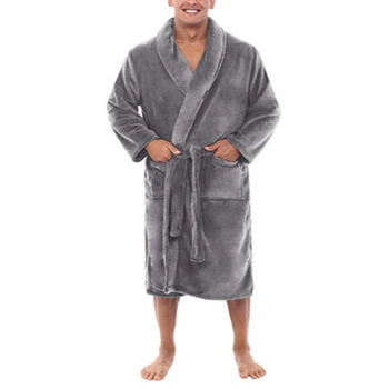 Vīriešu garām Sleepwear Halāti Šalle Apkakle Coral Fleece Peldmētelis Spa Pidžamas