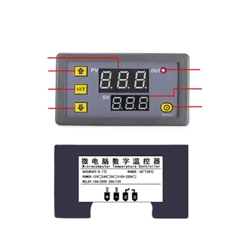 W3230 Temperatūras regulators Termostats Dual LED Digitālā Temperatūras Regulators Detektora Temperatūra Mērītājs Siltuma Vēsāks