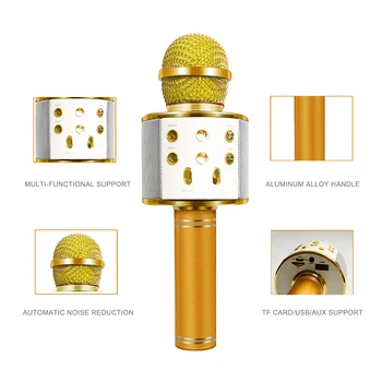 WS858 Mikrofonu Bluetooth Bezvadu Usb Mikrofonu Bezvadu Ws858 Ar Balsteni Audio Karaoke Dziedāšana Mūzikas Mājas Studijā