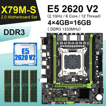 X79 M-S mātesplati, kas ar Xeon E5 2620 V2 LGA2011 4x4GB=16GB 1333MHz DDR3 10600 ECC REG atmiņas MATX SATA NVME M. 2 SSD
