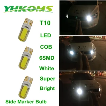 YHKOMS T10 W5W 194 automašīnas LED numura zīme gaismas COB LED marķieris, gaismas lampa auto Lasīšanas gaismas Spuldze 12V 6000K