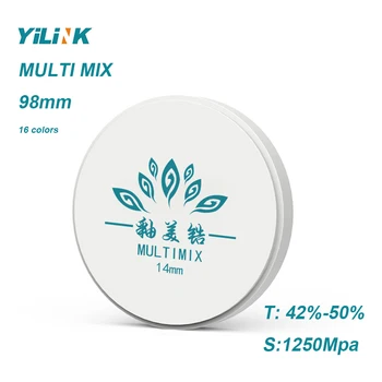 Yilink 98mm HT/ST/SHT)/3D/MULTI-MIX Bloki Zobu Laboratorija ar atvērtiem CADCAM Sistēmu, Vita Classic 16 krāsas cirkonijs grupu