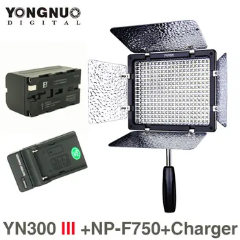 YONGNUO YN300 III 5500K 300 LED Light Kameras Apgaismojums Kāzas + NP-F750+Lādētājs
