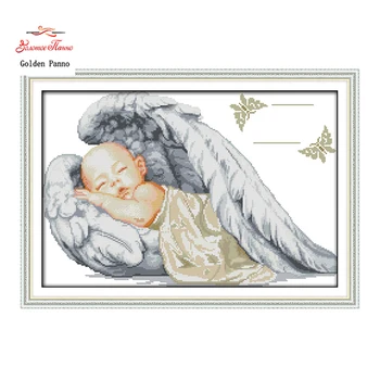 Zelta Panno,Maz eņģelis,guļ mazulis,modelis drukāt audekls DMC 14CT 11CT DMS krustdūrienu Izšuvumi Rokdarbi komplekti Komplekti 923