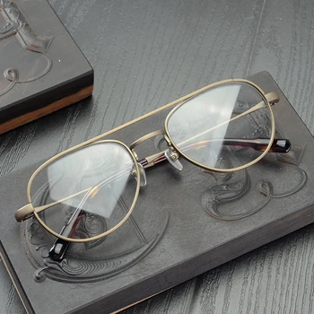 Zerosun Titāna Briļļu Rāmis Vīriešu Aviācijas Brilles Man Vintage Recepšu Brilles Mazo Nerd Punkti Brilles, Zelta