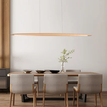 Ziemeļvalstu restorānu lustra wordline garā galda koka mākslas led vienkāršu dizainers minimālisma biroja tējas galda lampas