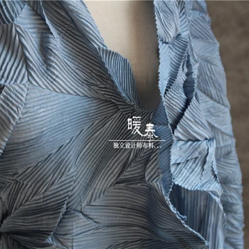 Žalūzijas Plisētās Auduma Retro Zilā Miyake Krokas DIY Raibs Mākslas Glezniecības Dekoru Drēbes Bikses Svārki Kleita Audumu Dizainers