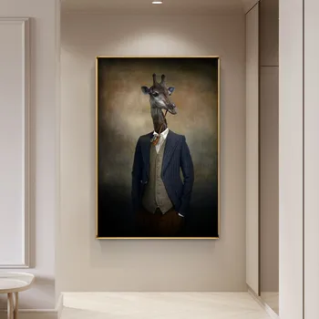 Žirafe Uzvalku Audekla, Gleznas Pie Sienas, Mākslas Dzīvniekiem, Plakāti Un Izdrukas Smēķēšanas Žirafe Kanvas Bildes Dzīvojamā Istaba