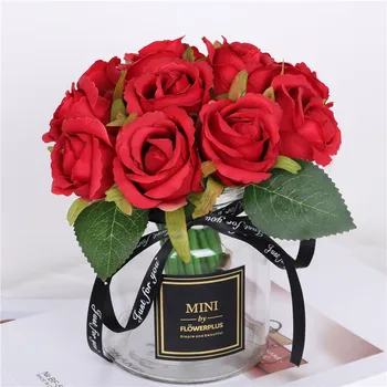 1bunch 12small rozes korejas Mākslīgo ziedu diy mājas dekorēšanas aksesuāri, kāzu svinības, saimniecības ziedi fotografēšanas pamatfunkcijas