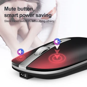 2.4 GHz Mini Bezvadu Bluetooth Mouse Slim Datora Peli, Kluss, Uzlādējams Ergonomiska Pele USB Optiskā Pele Mac Portatīvo DATORU