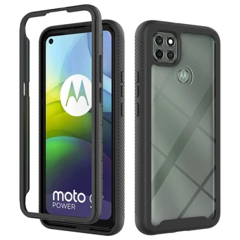 2 in 1 Pilna Aizsardzības Vāks Motorola G9 Varas Gadījumā, Triecienizturīgs kristāldzidru Gadījumos Moto G9 Jauda Tālruņa Vāciņu Capa