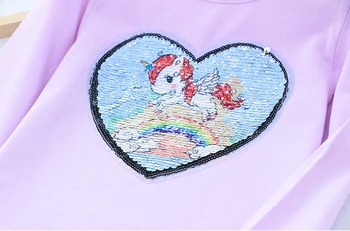 2019. gada pavasara Modes zīmola Baby Girl Apģērbu unicorn Vizuļi garām Piedurknēm Cute Karikatūra T-Krekli, Kokvilnas Adīt T-Krekli meitenēm apģērbi