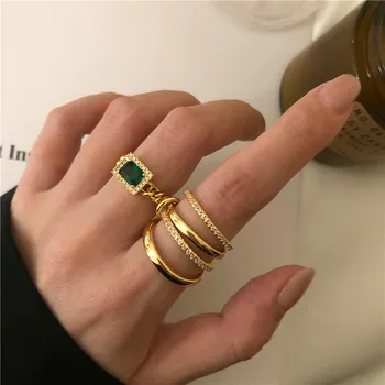 2020 Tendence Vintage Gredzeni Meitenēm Mīksto Ķēdes 18k Zelta Vīriešu Gredzens uz Pirksta ar Emerald Savvaļas lielu atbildības Sajūtu Rotaslietas Sievietēm ir 2021.