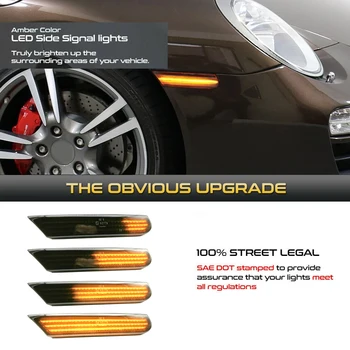 2gab LED Dinamiskais Sānu Gabarītlukturi Pagrieziena Signāla Blinker Lampas Porsche 911 Carrera Turbo 4 S 4S Targa GT2 GT3 996 986 Boxster