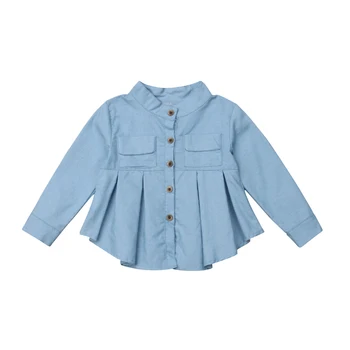 3-12Y Meitene Apģērbs Bērniem ar garām Piedurknēm Blūze Džinsa Ikdienas Krekls Top Plus