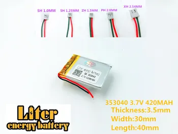3.7 V 420mAh 353040 Litija Polimēru litija polimēru Uzlādējamu Bateriju, 353040 plug Mp3 Mp4 Mp5 DIY Litija polimēru baterija