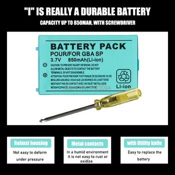 3.7 v 850mAh Uzlādējams Litija-jonu Akumulators + Rīks Pack Komplekts Nintendo Gameboy Advance GBA SP Nomaiņa