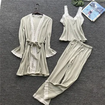 3 Gabali, pidžamas sieviešu kokvilnas mīksta naktsveļu pijama rudens ziemas pidžamas komplekts sieviešu sleepwear mājas tērps pyjama femme 2019