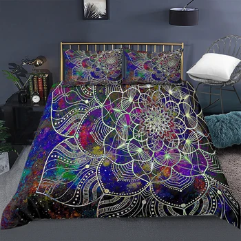 3D Digitālā Psychedelic Indijas Etniskās Ziedu Gultas Komplekts Mandala Sega sedz Bohēmijas Mierinātājs, gultas Pārklāji Gultas Komplekts Guļamistaba Dekori