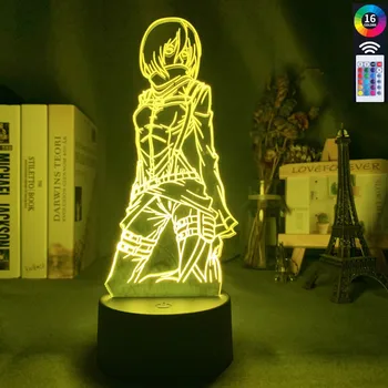 3d Lampas Uzbrukumu Titan Mikasa Ackerman Attēls Bērniem Nightlight Telpu Apdare, Led Krāsa Mainās Nakts Gaisma Anime Dāvanu