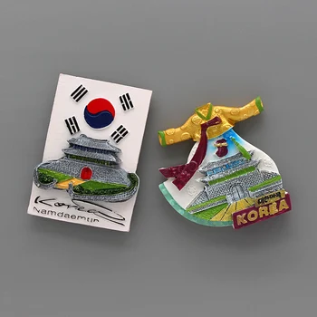 3D magnētiskā ledusskapis Mjanmas tūrisma suvenīru chonglimen Dienvidkoreja valsts karoga magnēts, ledusskapis magnēti kolekcija dāvanas