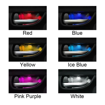 4gab LED Auto Iekšējā Bļoda Gaismas Dekoratīvie Elkoņbalsti Interjera Durvju Roktura Apgaismojums, Auto Atmosfēru Lampas Universālā Margas Gaismas