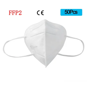 50gab/maiss FFP2 CE Sertifikācijas Maskas, Vienreizējās lietošanas 5-slāņu Aizsargmaskas, nepievelk putekļus, Anti-haze neausts Audums
