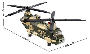 520Pcs Militāro Gaisa Spēku Transporta Helikopteru Modeļu Veidošanas Bloki ARMIJAS Karavīri DIY Ķieģeļi Izglītojošas Rotaļlietas Bērniem