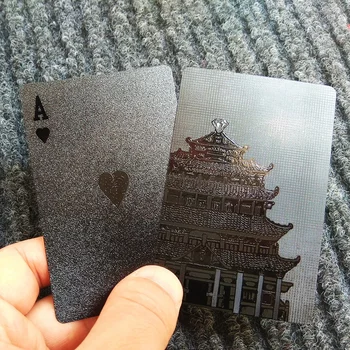 54pcs Ūdensizturīgs Melnas Plastmasas Spēļu Kārtis Kolekciju Black Diamond Poker Kartes Radošo Dāvanu Standarta Spēlējot Kārtis