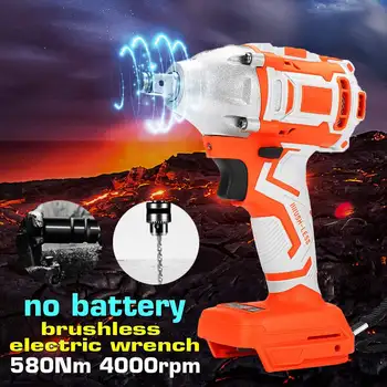 580Nm 4000rpm Elektriskā Brushless Trieciena Uzgriežņu atslēgas Bezvadu 1/2 Socket Uzgriežņu atslēgu Nomaiņa Barošanas Līdzeklis Bez Akumulatora Piederumi