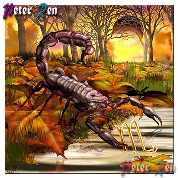 5d Dzīvnieku koka scorpion Dimanta Krāsošana pilnu Kvadrātveida\Kārta Rhinestone Dimanta Izšuvumi Mozaīkas attēlu Roku darbs mājās apdare