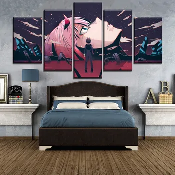 5gab Japānas Anime FranXX Plakātu Sienas Mākslas Dekoru Moduļu Bildes Hiro Gleznas HD Drukātās Gleznas, kas Dzīvo Mājās Apdare