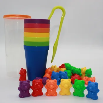 60 Gab Skaitīšanas Lāči Montessori Izglītības Pincetes Matching Bear Rotaļlietas Bērniem Mazuļiem Krāsu Šķirošanas Mācību Materiāli