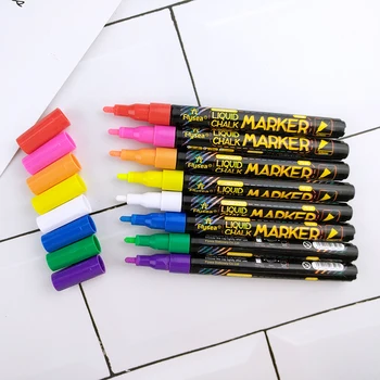 8 Krāsas Šķidrums Krīta Marķieris Pildspalvas Izdzēšami Vairāku Krāsainu Marķieri, LED Kuģa Rakstīšanai Stikls Logu Mākslas Marķieri Pildspalvas