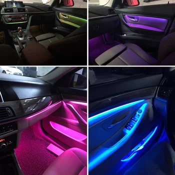 9 Krāsu LED Apkārtējās Gaismas, BMW F10 F18 F11 2010-2017 Automašīnas salona Durvju Paneļa Dekoratīvās Apdares Lampas Atmosfēru Gaismas