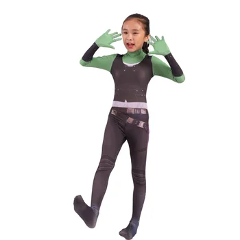 Aizbildņiem Galaxy Gamora Cosplay Kostīms Sievietēm, Meitenēm Halloween Kostīms Bērniem Supergirl Puse Jumpsuit Zentai Uzvalks Bodysuit