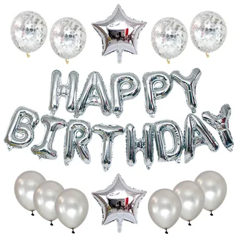 Alumīnija Filmu Balonu Happy Birthday Bērns Partijas Apdare Dzimšanas diena Vēstuli noteikti Pieci norādīja Zvaigzne Balonu Sequin Vēstuli Balonu