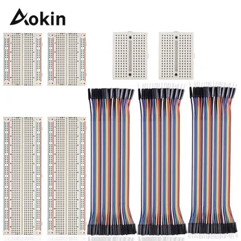Aokin 6 gab Breadboards Komplekts ar 120 Gabali 20cm Džemperis Vadi Vīrietis Sieviete Vīrietis Kabelis Arduino Aveņu Pi 3