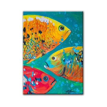 Audekls Mākslas Savvaļas Dzīvnieku Sienas Gleznojums, Krāsains Zivju Eļļa, Audekls Gleznošanai Mājas Apdare Izdrukāt Plakātu Mākslu, Dzīvojamā Istaba