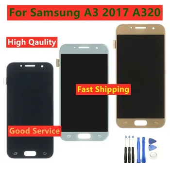 Augstas Qaulity Samsung Galaxy A3 2017 A320 A320M A320FL A320F LCD Displejs, Touch Screen Digitizer Montāža A3 A320 LCD