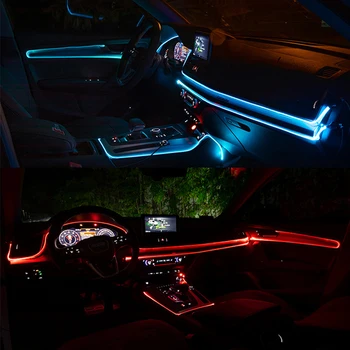 Auto LED EL Neona Vads Lentes RGB Gaismas Vairākiem transporta Veidiem App Kontrole, Auto Interjera Dekoratīvie Apkārtējā Neona Lampas