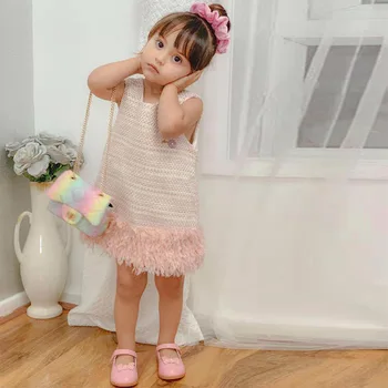 Baby Toddler Apģērbu Bērniem Meitene Kleita 2020. Gadam Jaundzimušā Bērna Kleita Cute Salds Spalvu Kleitu Princess Birthday Party Kleita Ropa Bebe