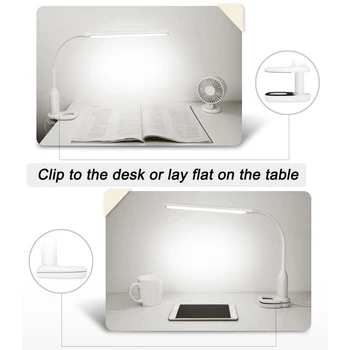 Bezpakāpju Regulējamas Galda Lasīšanas Gaismas Salokāms Touch Switch LED Galda Lampa DC5V USB Uzlādes Acu Aizsardzība Piekarapskava Galda Lampas