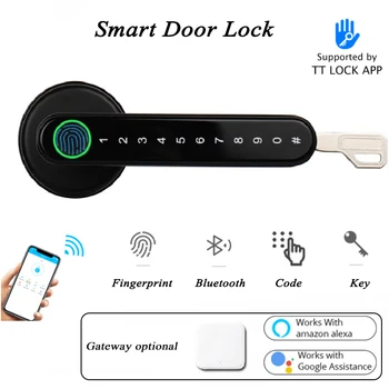 Bluetooth Bloķēšanas TTLOCK Smart Home Durvju slēdzenes, Alexa, Google home Biometrisko pirkstu nospiedumu atslēga Elektriskie Roktura Bloķēšanas Koka durvis
