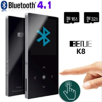 Bluetooth, mp3 atskaņotājs ar Touch Screen BENJIE K8 Ultra plānas 8GB Mūzikas Atskaņotājs 1.8 Collu Krāsu Ekrāns Lossless HiFi Skaņas ar FM