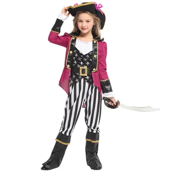 Bērniem Halloween Cosplay Kostīmi Bērniem Pirātu Kostīms, Kleita Cepures Iedomātā Maskēties Puse Lomu Spēlē Disfraz Nav Ierocis