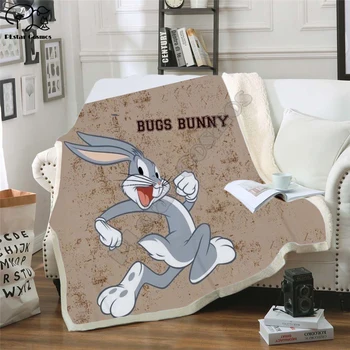 Bērniem smieklīgi Bugs Bunny 3D Segu, Vilnas Karikatūra Art Print Bērniem Siltu Gultu Mest Segu jaundzimušo bayby Segu stila 012