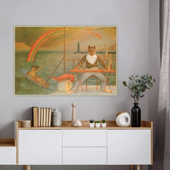 Citon Balthus《Vidusjūras Kaķis》Grafiskas Audekls, Eļļas Glezna Mākslas Ainu Sienas Dekori Mūsdienu Mājas Dzīvojamā telpu Dekorēšana