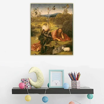 Citon Hieronymus Bosch《Svētais Jānis Kristītājs Tuksnesī》Audekls, Eļļas Glezna Mākslas Ainu Sienas Fona Mājas Apdare